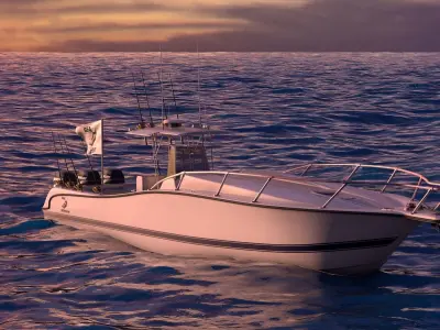 Boston Whaler Center Console Sport Fishing Boat Low-poly 3D model