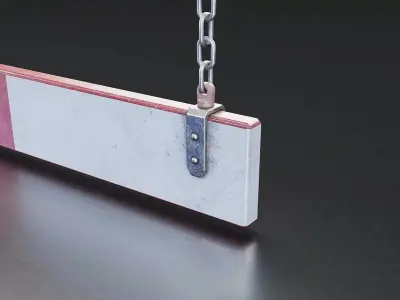 Hanging Parking Barrier Gate Low-poly 3D model