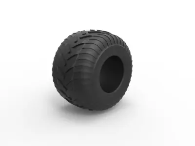Monster Jam tire 30 Scale 1 to 25 3D print model
