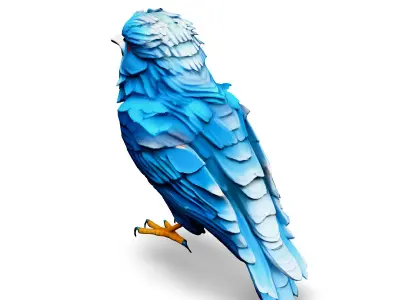 Stylized Blue Bird 3D Model Low-poly 3D model