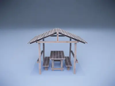 wooden gazebo Low-poly 3D model