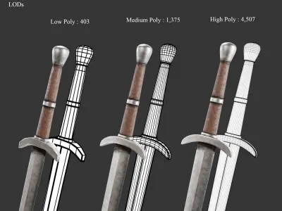 Medieval Collection Weapons Short Sword 3D Model Pack purchase