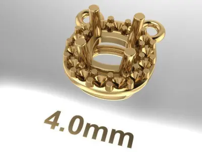 Dainty Diamond Halo Cushion Pendant 4mm 3D print model