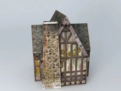Low poly Tavern old tudor house Free 3D model