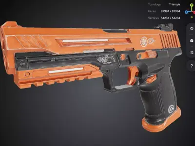 Orange Pistol 3D model buy