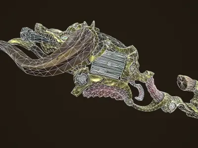 Modular stylized bull rifle shotgun revolver Low-poly 3D model