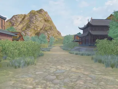 Serene Village Landscape 3D model purchase