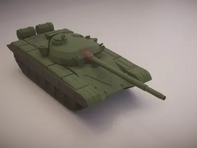 Simple T-72A Tank Low-poly 3D model