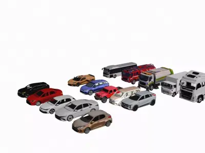 2026 low poly Mercedes Volkswagen Hyundai Chevrolet Toyota Isuzu Low-poly 3D model
