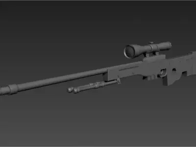 AWP Sniper Rifle Low Poly 3d Model Low-poly 3D model