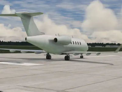 Bombardier Challenger 350 Business Jet in white Low-poly 3D model