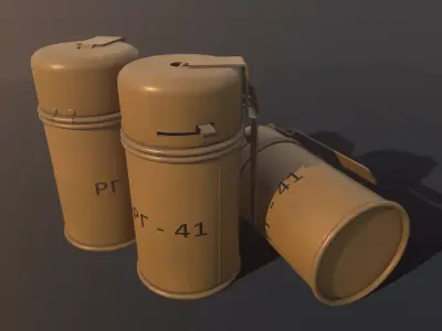 RG-41 three tan canisters Low-poly 3D model