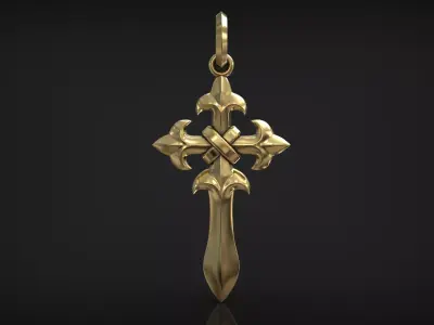 Gothic Santiago Sword Cross of Saint James Amulet 3D print model