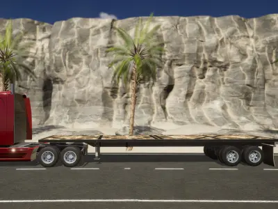 Semi Truck Trailer 08 - Flatbed v2 Low-poly 3D model