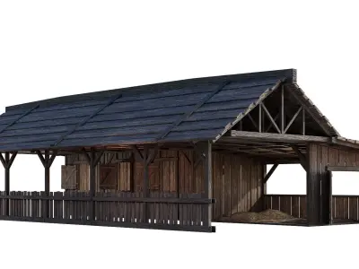 FREE Old Simple Wooden Farm Barn 2K GameReady 002 Free low-poly 3D model