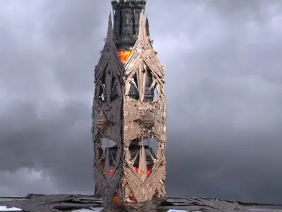 Grand Japanese Dragon zeppelin structure  3D model