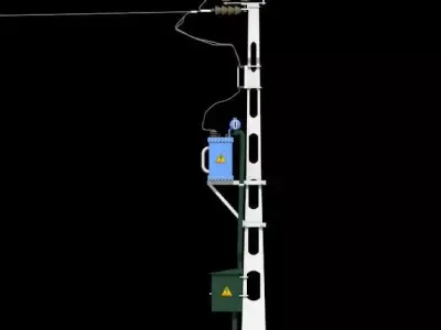 Voltage transformer on pole 3D model