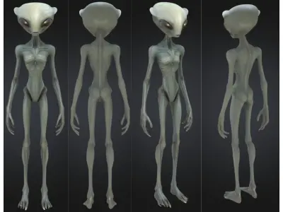 Alien Realistic Extraterrestrial Low-poly 3D model