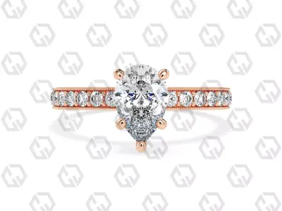 Ring 217 Pear shape milgrain pave set with Gems 3D print model
