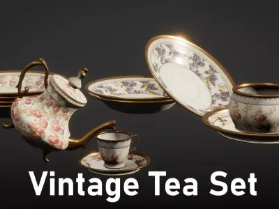 Vintage Tea Set - 4K PBR Low-poly 3D model