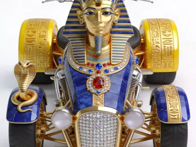 Ornate Egyptian Pharaoh Quad-Chopper Low-poly 3D model