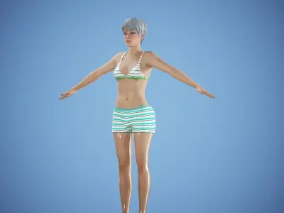 game rigged girl kareena Low-poly 3D model