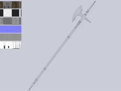 Fantasy halberd Low-poly 3D model buy