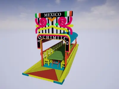Trajinera - Xochimilco Low-poly 3D model