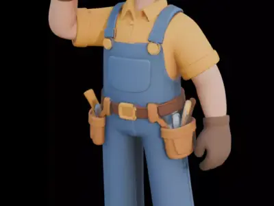 Construction Worker Cartoon Builder 3D model