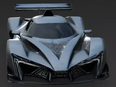 Realistic Fractal Hypercar 3D Model Low-poly 3D model