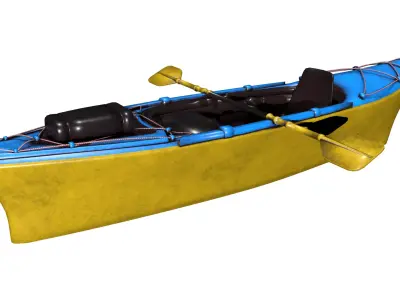  Kayak 3D Model with Paddle PBR Textured Low-poly 3D model