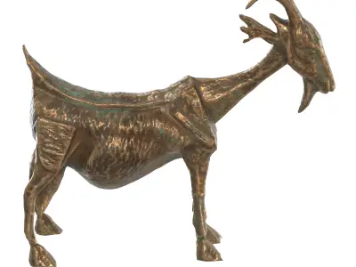Ancient Goat metal statues Low-poly 3D model