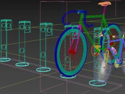 Bicycle parking Low-poly 3D model