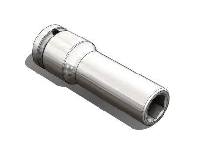 Soquete Longo 10mm x 3-8 pol Long 3D model
