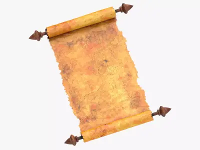 Scroll Open With Pirate Map 01 1 3D model