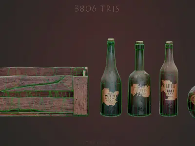 Wine crate Low-poly 3D model
