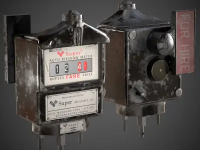 Realistic Rikshaw Meter - Game Prop PBR Low-poly 3D model