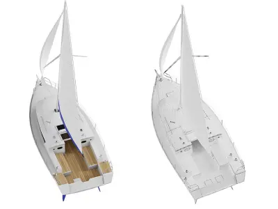 White Sailing Yacht BLENDER 3D Model Cycles 3D model