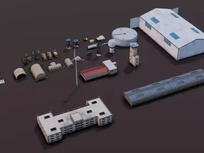 Army Base objects collection 3D model