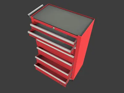 Toolchest tool cabinet on wheels Low-poly 3D model