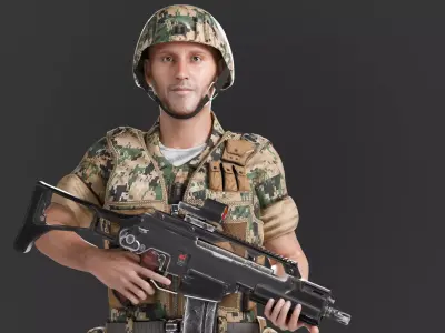 Tom UN Soldier Rigged Low-poly 3D model