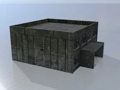 Old military barrack version 1 ruin 2 Low-poly 3D model