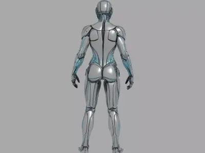 Cyberpunk Cyan Chrome Female Android 3D model
