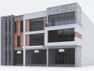 Office Building Low-poly 3D model 2