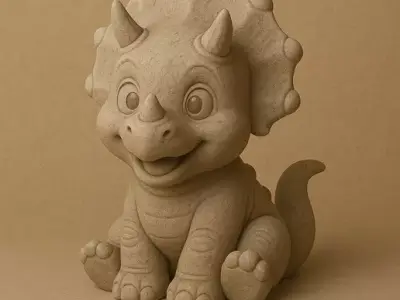 Cartoon Baby Triceratops Dinosaur 3D Print Model 3D print model