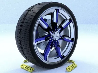 ORTAS CAR RIM 68 GAME READY RIM TIRE AND DISC 3D model