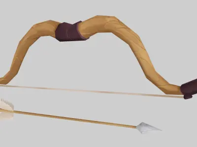 Wooden Bow and Arrow - Hand Painted 3D model