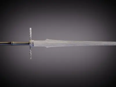 Two-handed sword PBR low-poly game ready Low-poly 3D model