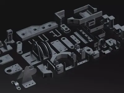 50 Hard Surface Sub-D Brackets And Linkages 3D model