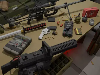 Lowpoly Weapon Pack Low-poly 3D model